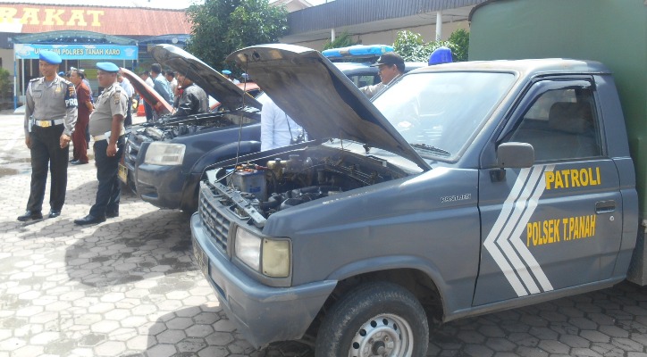 Kapolres Tanah Karo Periksa Kesiapan Ranmor