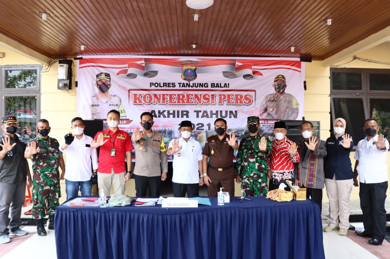Kapolres Tanjung Balai Pimpin Perss Rilis Akhir Tahun 2021 Kasus Narkotika, 3C dan Pelanggaran Lalin