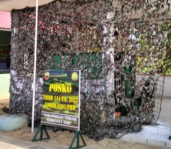 Jelang HUT Ke-77 RI, Bendera Merah Putih Berkibar di Posko TMMD Kodim 0301/PBR