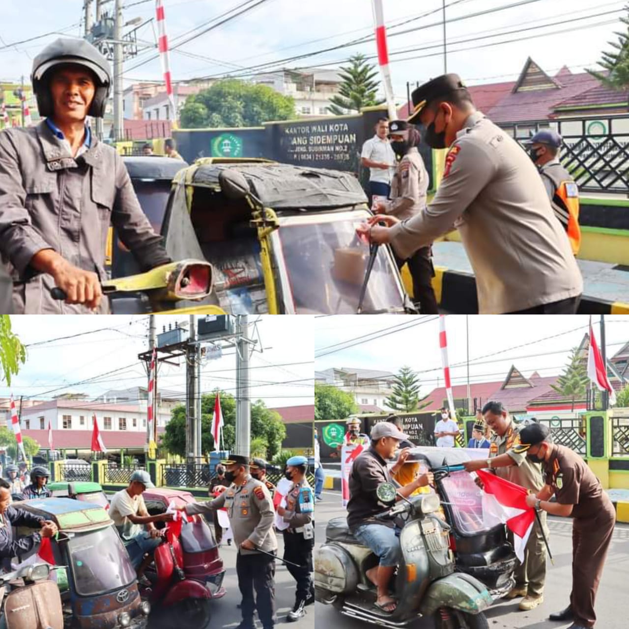 Ribuan Bendera Merah Putih & Stiker di Bagi Kapolres Padangsidimpuan Bersama Forkopimda