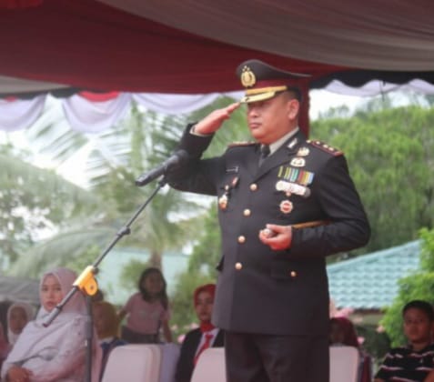 Kapolres Palas Jadi Irup Upacara Penurunan Bendera HUT Kemerdekaan RI Ke-77 Tahun