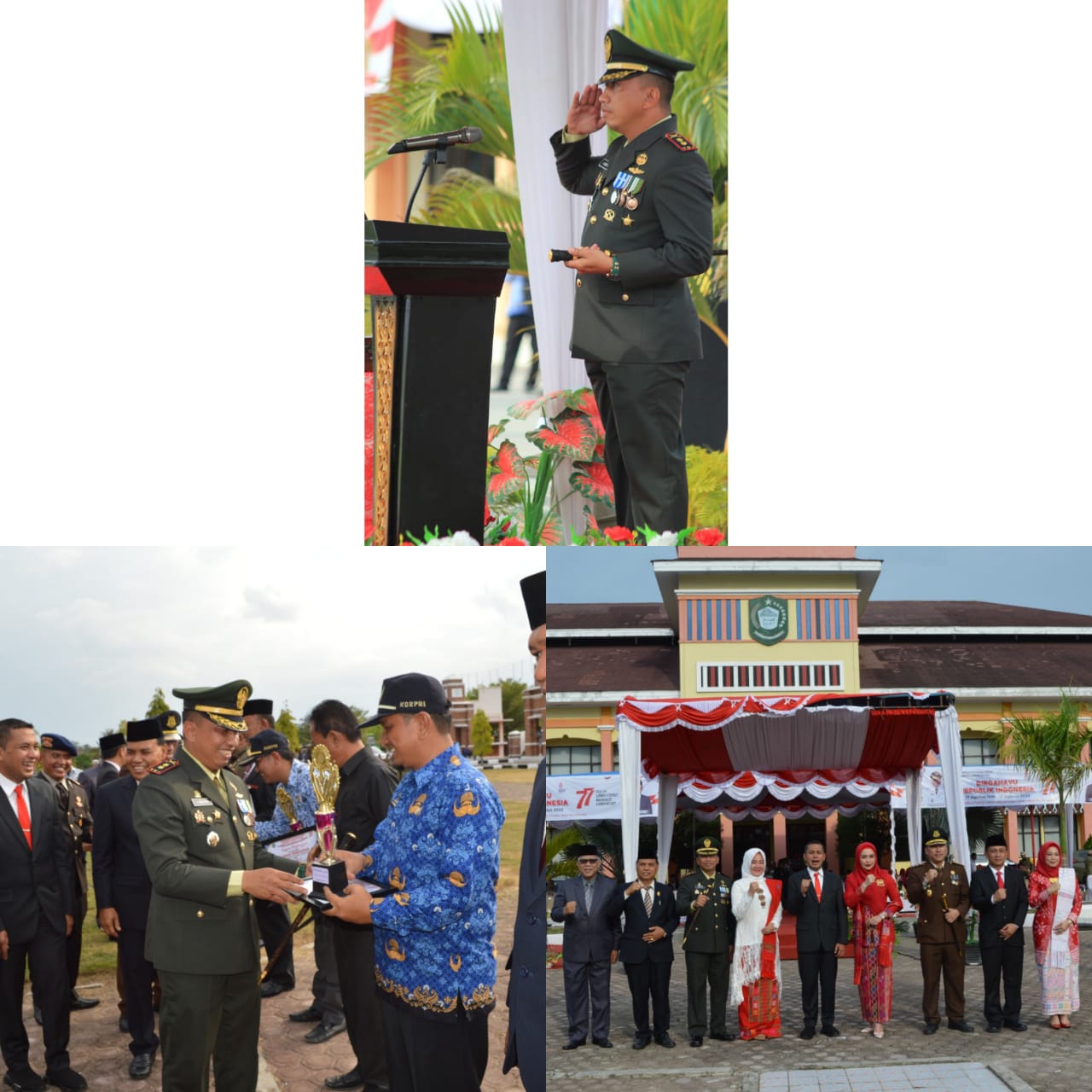 Upacara Penurunan Bendera Peringatan HUT RI Ke-77 Kab. Paluta Dipimpin Langsung Dandim 0212/Tapsel