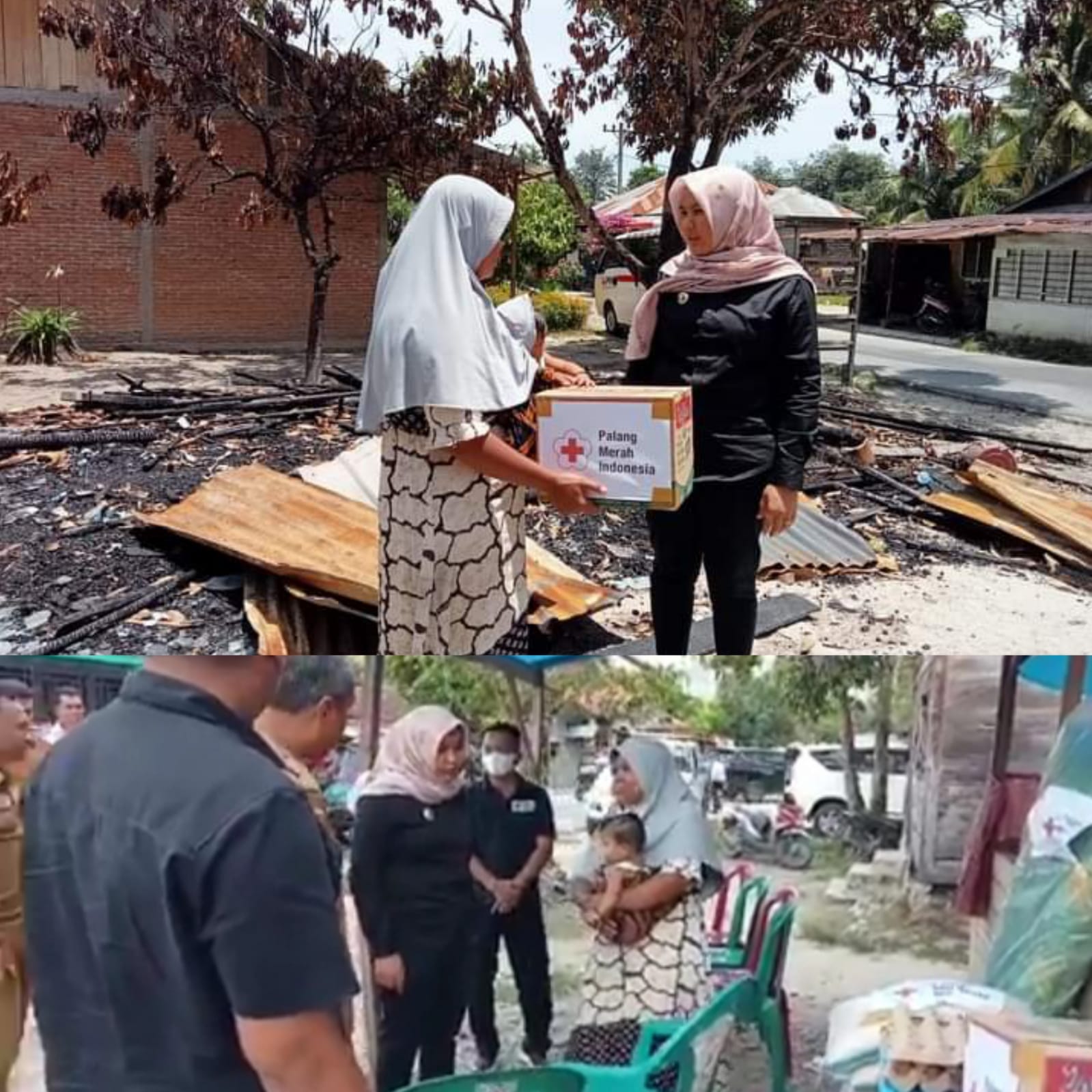 PMI Madina Beri Bantuan Sembako Pada Korban Kebakaran Desa Darussalam Dan Tangga Bosi