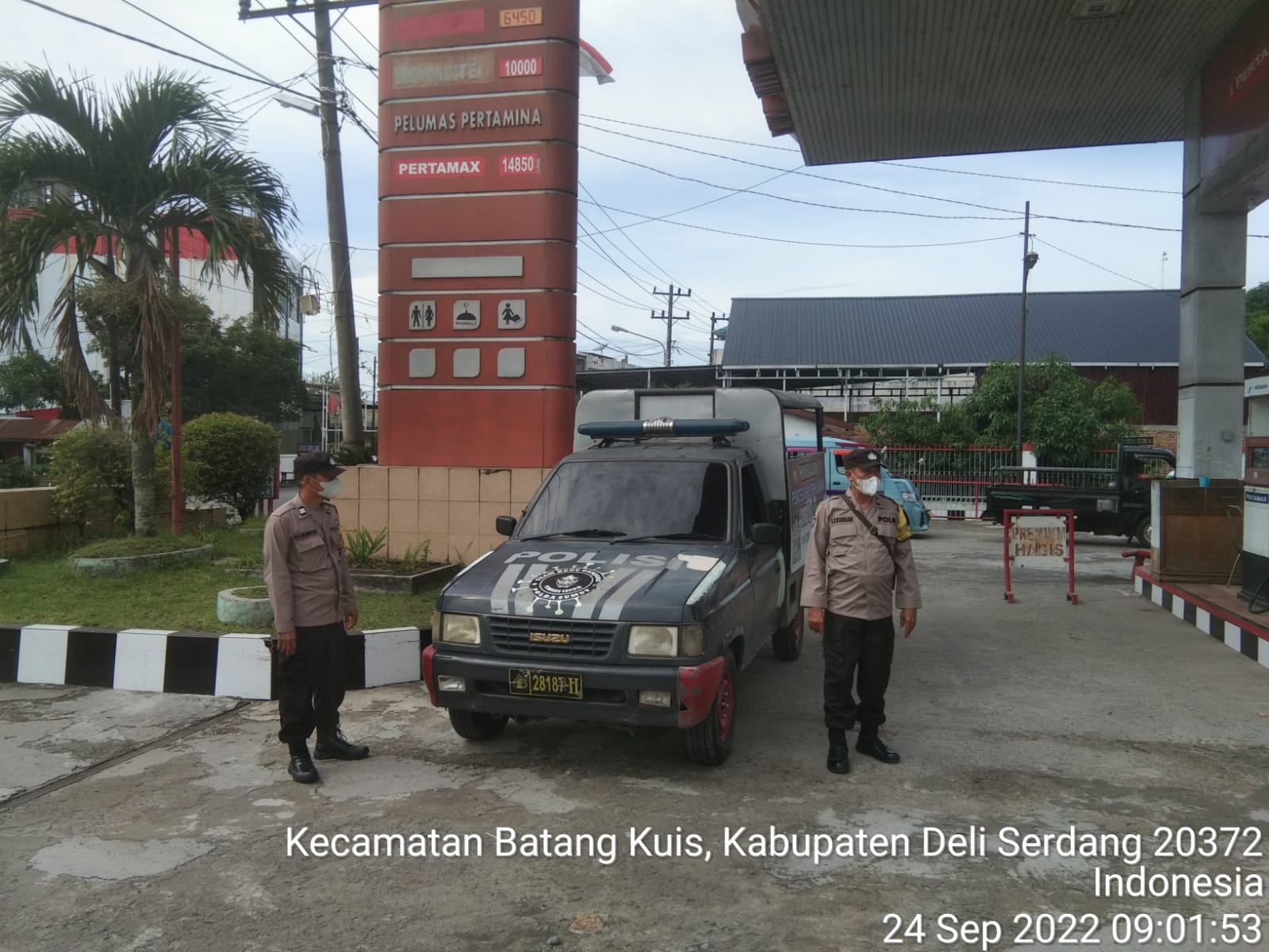 Paska Kenaikan BBM, Personil Polsek Batang Kuis Rutin Laksanakan Patroli Monitoring SPBU