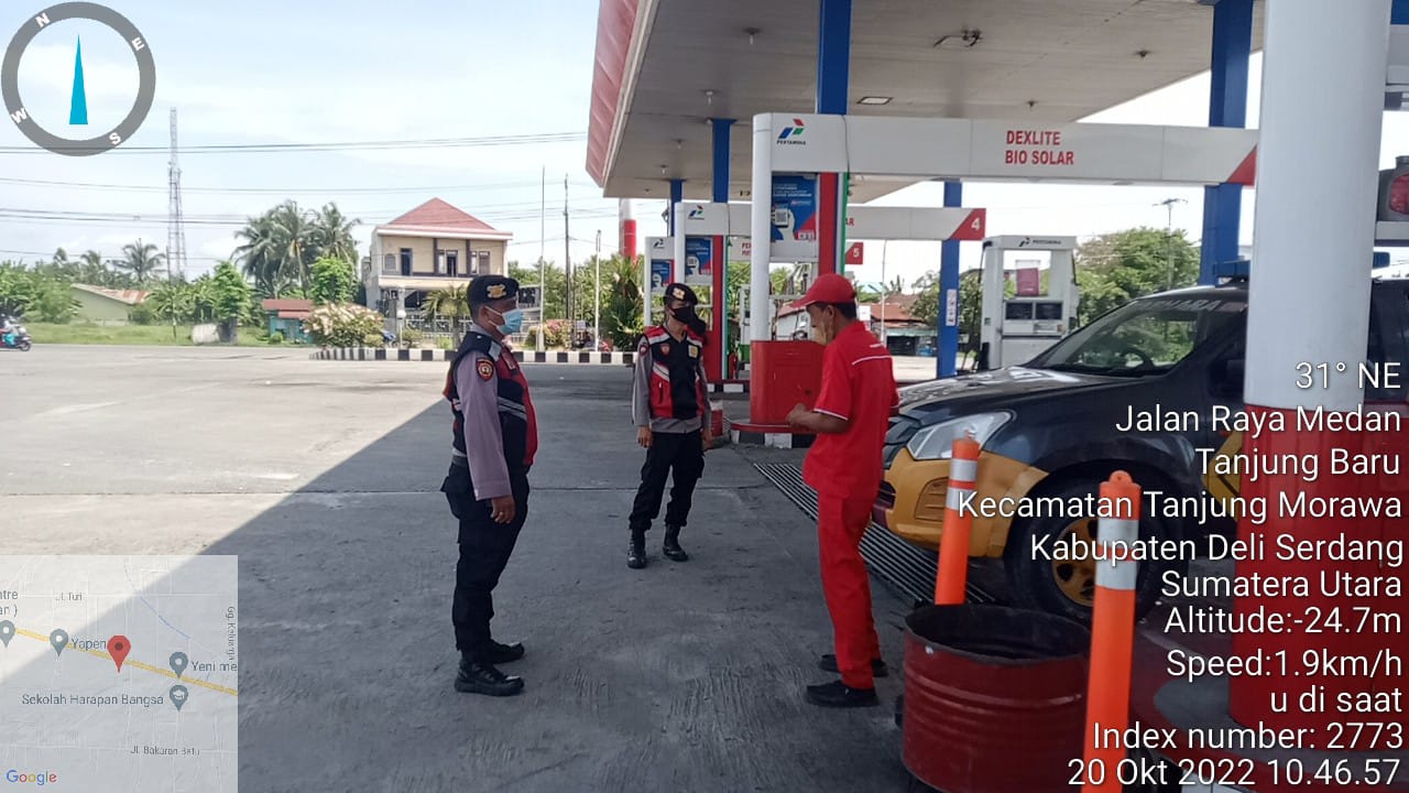 Sat Samapta Polresta Deli Serdang Rutin Patroli Monitoring Ketersediaan BBM di SPBU