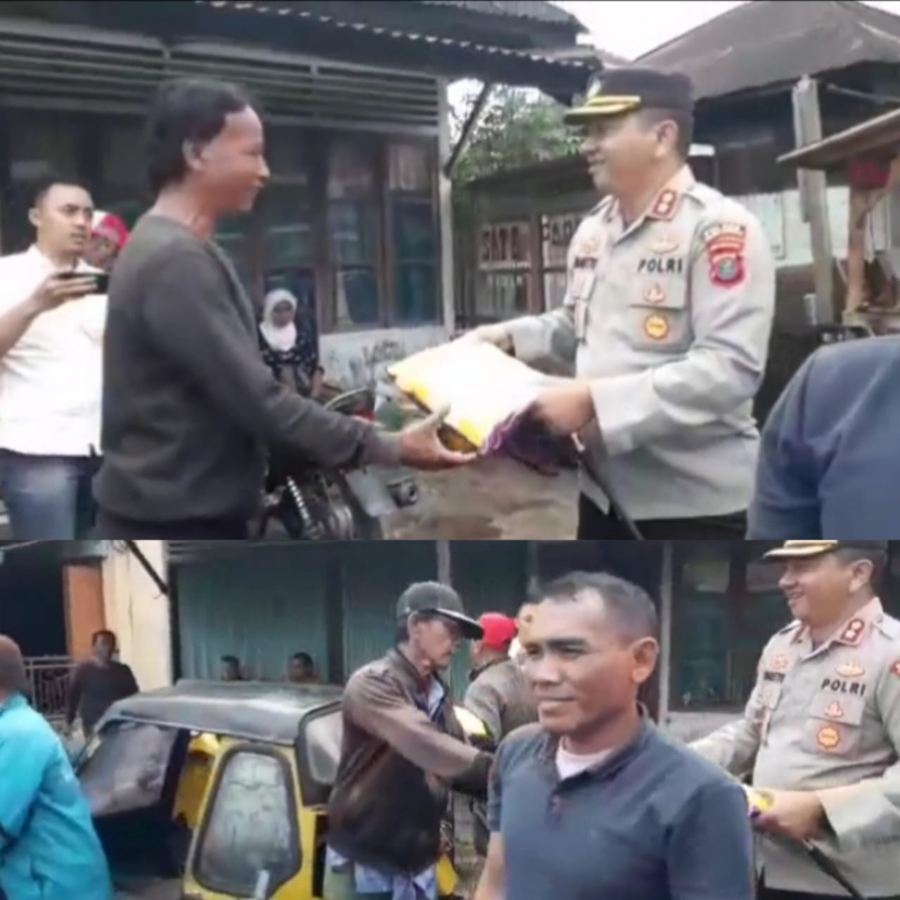 Spontan,Kapolres Padangsidimpuan Berbagi Bansos ke Abang Becak
