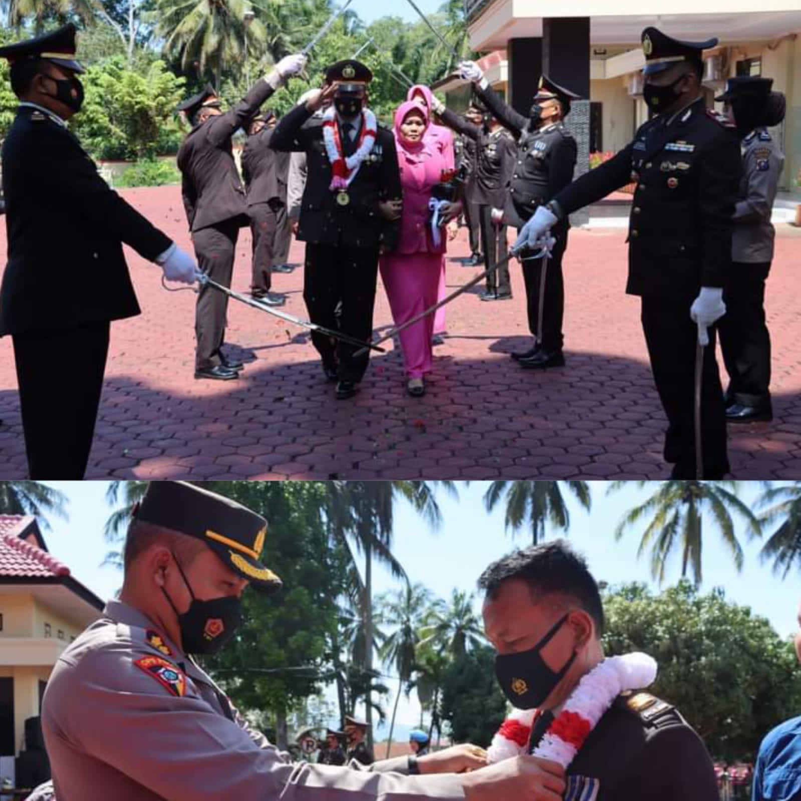 KAPOLRES MANDAILING NATAL PIMPIN UPACARA PURNA BAKTI AKP BUDI PARDOMUAN SIMANJUNTAK