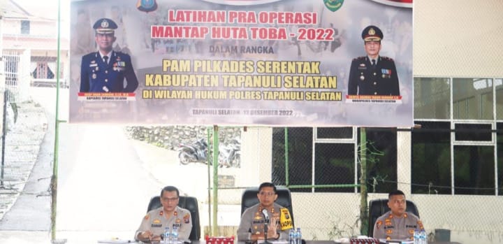 Kapolres Tapsel Beri Arahan Kesiapan Jelang Pilkades, Usai Gelar Latihan Pra Ops Mantap Huta Toba 2022