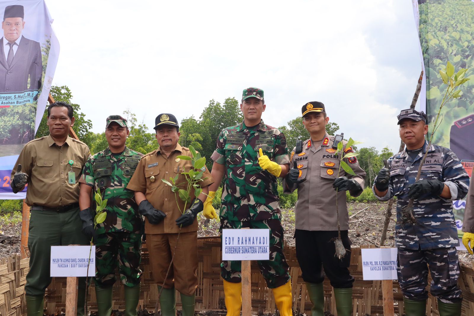 Kapolres Bersama Forkopimda Provinsi Sumatera Utara Penanaman Bibit Mangrove