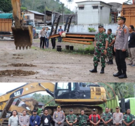 KAPOLRES MADINA BERSAMA DANDIM 0212/TS BERSAMA JAJARAN AMANKAN BARANG BUKTI 1 UNIT EXCAVATOR
