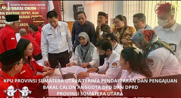 Hingga 11 Mei 2023, KPU Sumut Sudah Terima Pendaftaran 6 Parpol, dan 17 Bacaleg DPD Sumut