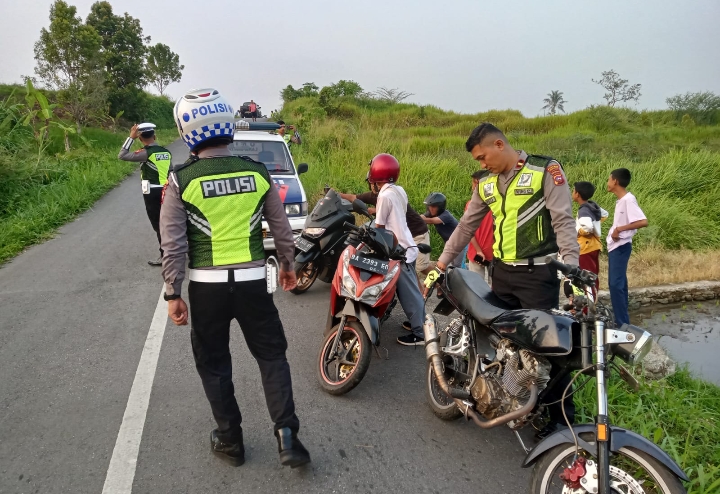 Satlantas Polrestabes Tanah Datar Jaring 24 Unit Kendaraan Roda Dua saat Balap Liar