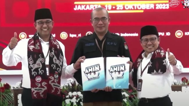 Paslon Capres -Cawapres AMIN Resmi Daftar KPU RI