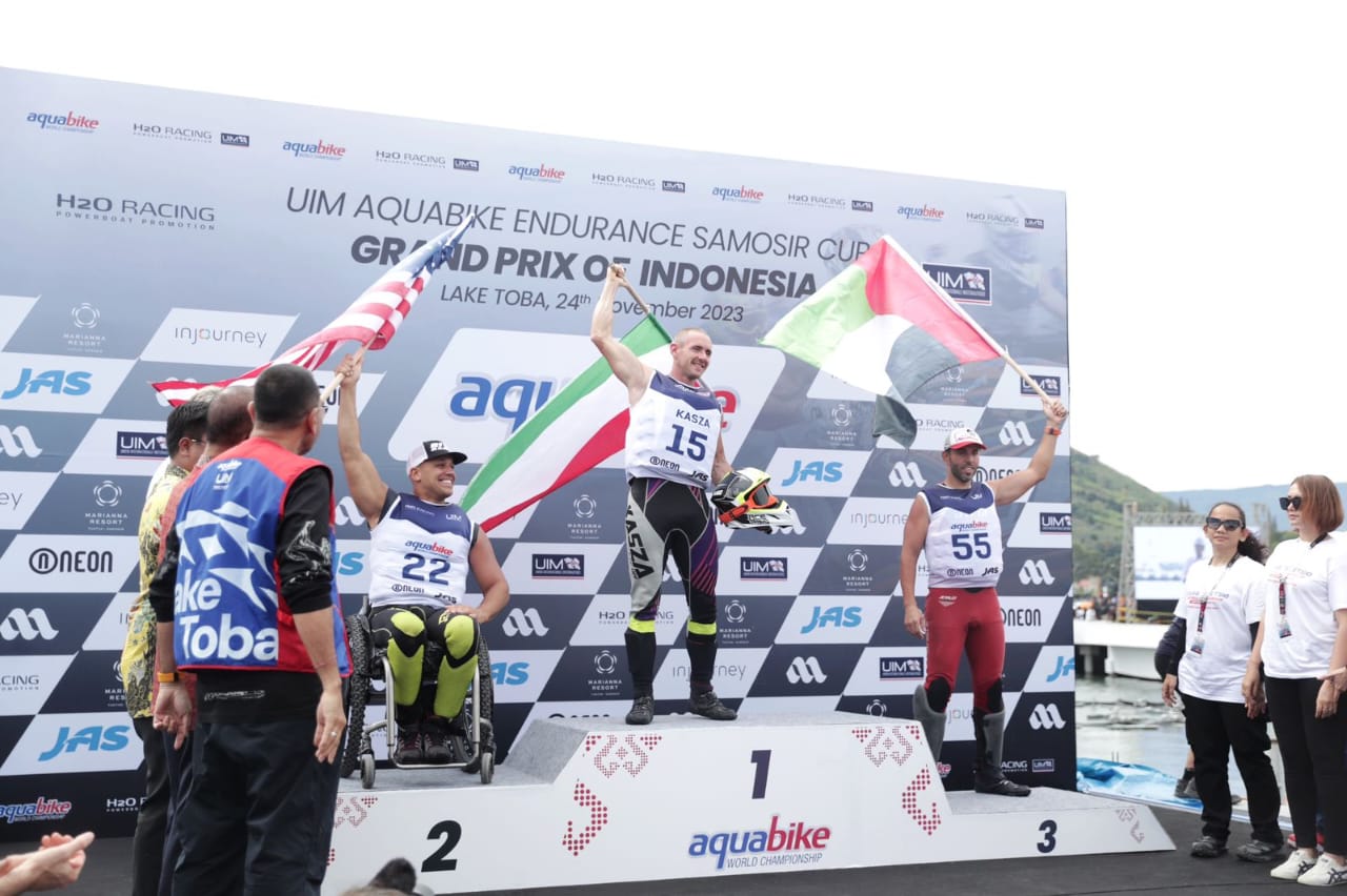 Pembalap Jetski Asal Hungaria Gyorgy Kasza Juara Seri Ketiga Kejuaraan Dunia Jetski Aquabike 2023 di Samosir