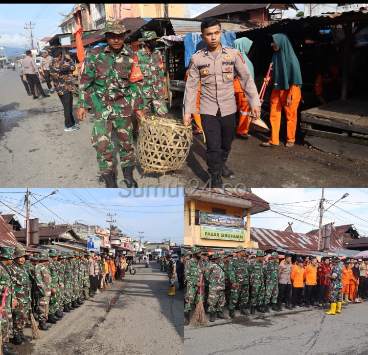 Peringati Hari Juang Kartini Polres Palas Bersama TNI dan Instansi Pemkab Bersihkan Sampah di Pasar Sibuhuan, AKBP Diari Astetika : Wajud Nyata dan Semangat Kebersamaan