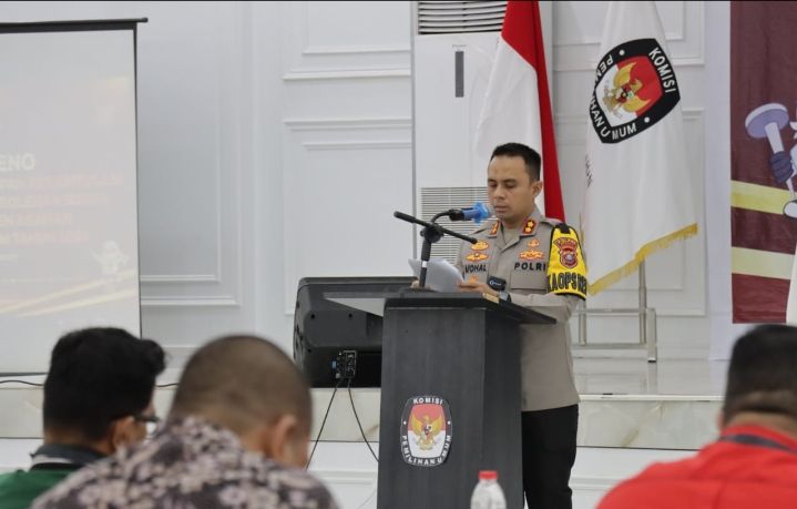 Polres Asahan Kawal Rapat Pleno KPU Rekapitulasi Suara Akhir