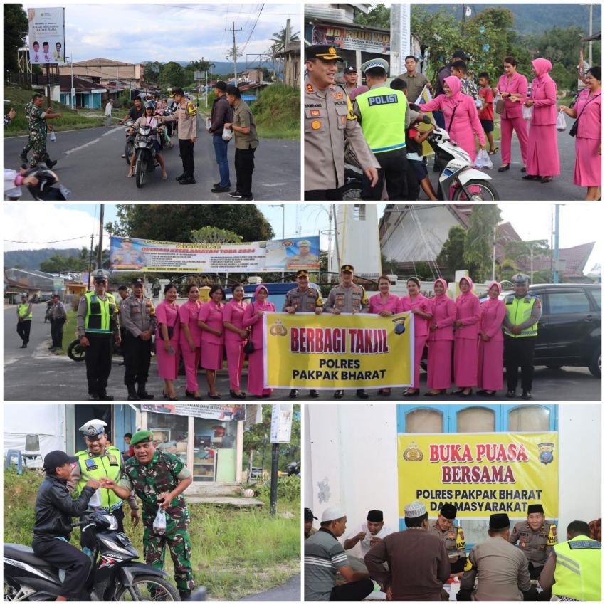 Berkah Ramadhan, Kapolres Pakpak Bharat  Bersama Staff dan Bhayangkari Cabang Pakpak Bharat Berbagi Takjil Kepada Masyarakat Dilanjut Dengan Berbuka P