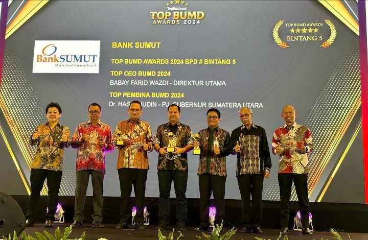 Bank Sumut Kembali Raih TOP BUMD Awards 2024 Bintang 5
