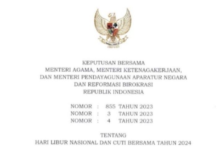 Ini Jadwal Cuti Bersama Lebaran 2024 PNS dan SKB 3 Menteri