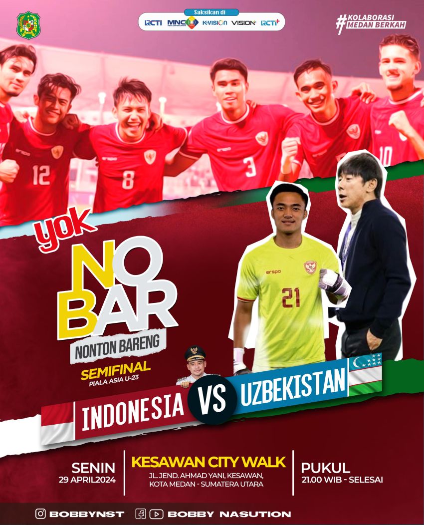 Bobby Nasution Ajak Warga Medan Nobar Timnas di Kesawan