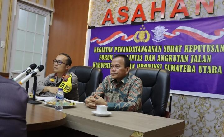 Wakapolres Asahan Menghadiri Kegiatan Zoom Penandatanganan SK Forum Lalu Lintas Dan Angkutan Jalan Provinsi Sumut