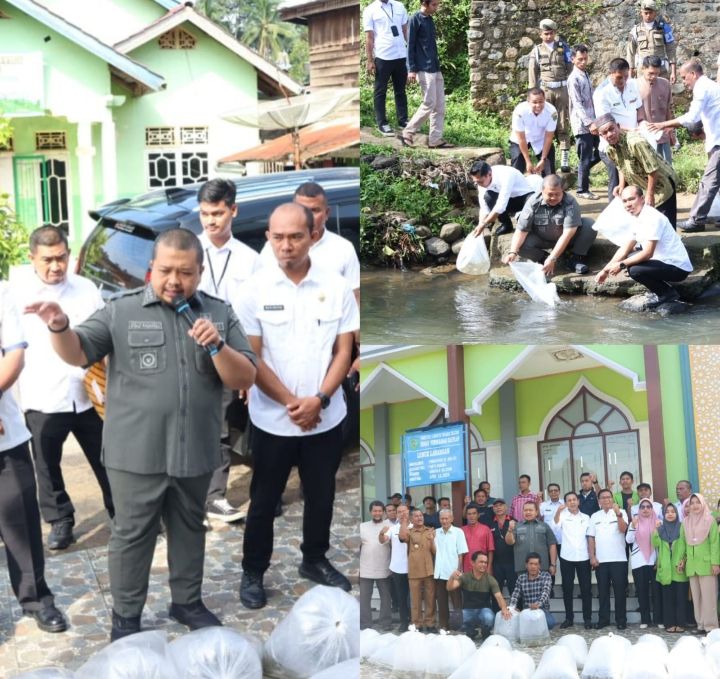 Bupati Tapsel Tabur Ribuan Benih Ikan di Angkola Selatan
