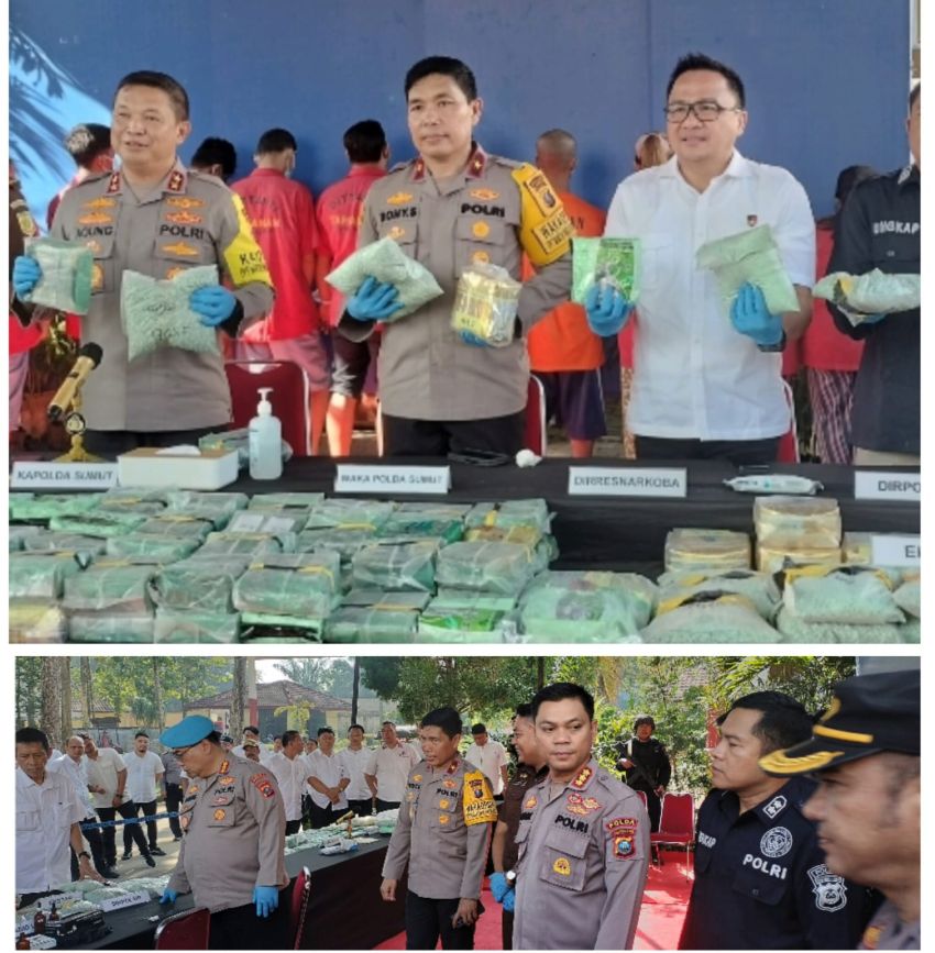 Polda Sumut Musnahkan 150,2 Kg Narkoba Jenis Sabu dan 117.263 Ribu Butir Pil Ekstasi Serta 68,5 Gram Ganja