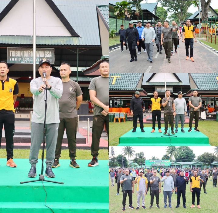 Pj Walikota Timur Tumanggor Olahraga Bersama Forkopimda di Mako Yonif 123/RW Padangsidimpuan