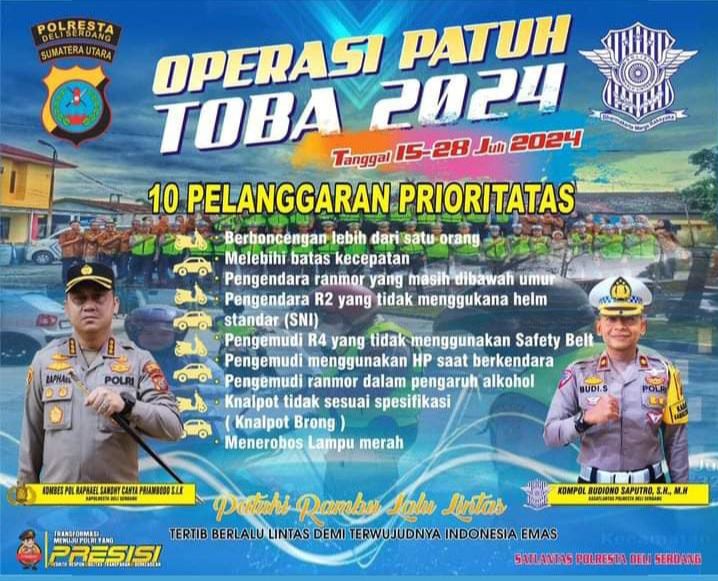 Ops Patuh Toba 2024 Polresta Deli Serdang di Gelar 14 Hari, Berikut Sasarannya