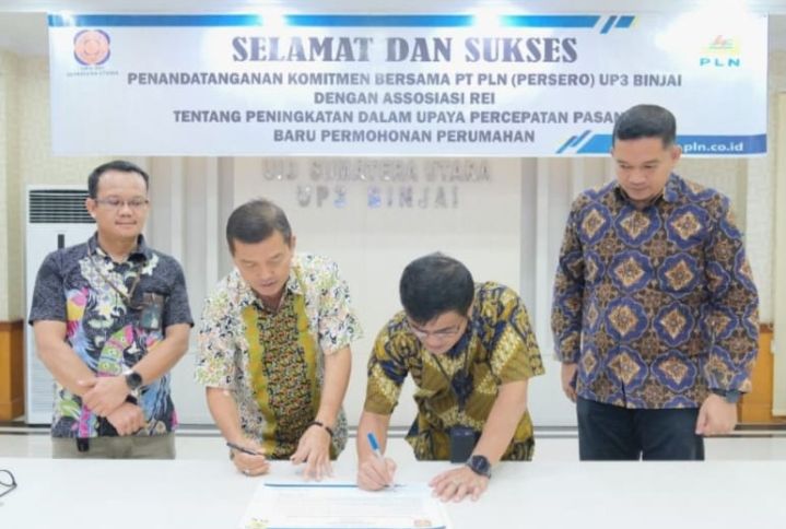 PLN UP3 Binjai Teken Penandatanganan Komitmen Bersama Asosiasi REI Sumut