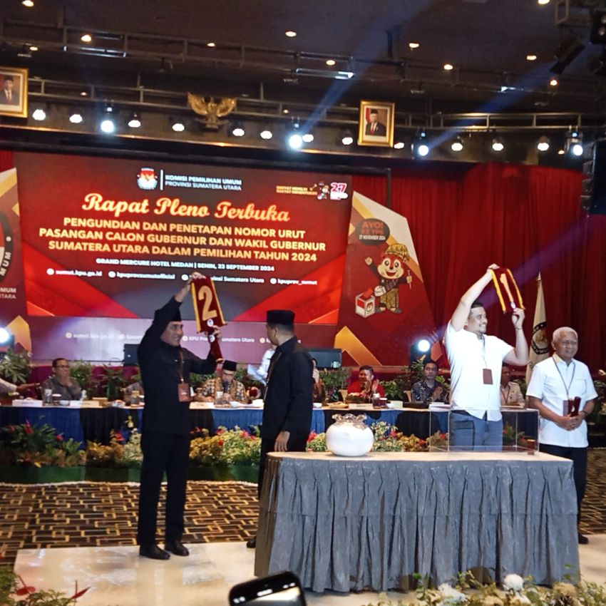 KPU Sumut Pleno DPT & Cabut Nomor Paslon Gubsu, Edy - Hasan No 2, Bobby - Surya No 1