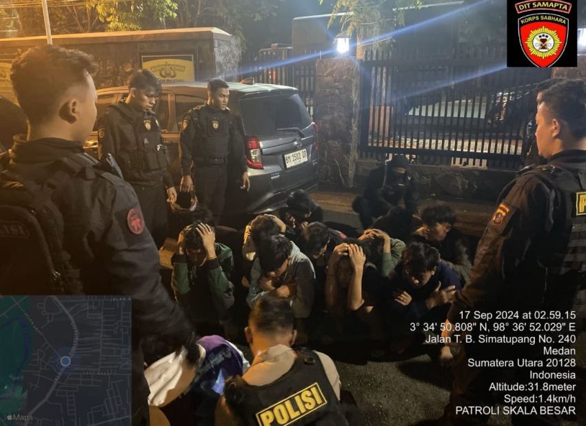 Tim Patroli Presisi Polda Sumut Amankan 12 Anggota Geng Motor Bersajam