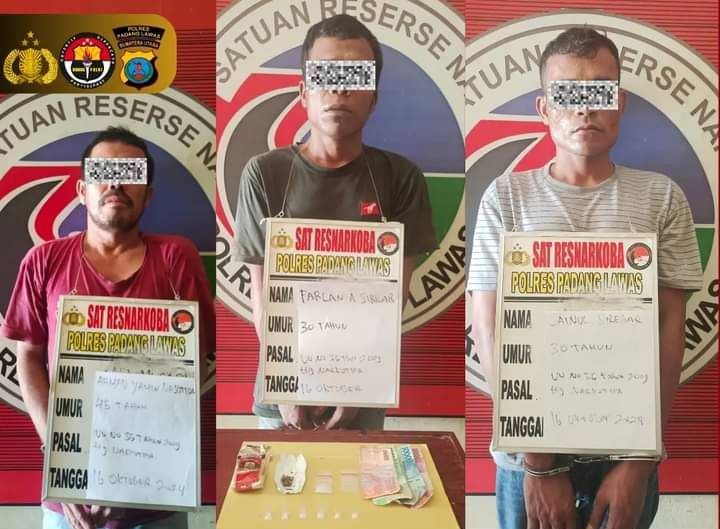 Jadikan Kedai Kopi Sebagai Lokasi Transaksi Narkoba, Satresnarkoba Polres Palas Tangkap Tiga Orang beserta Barbutnya