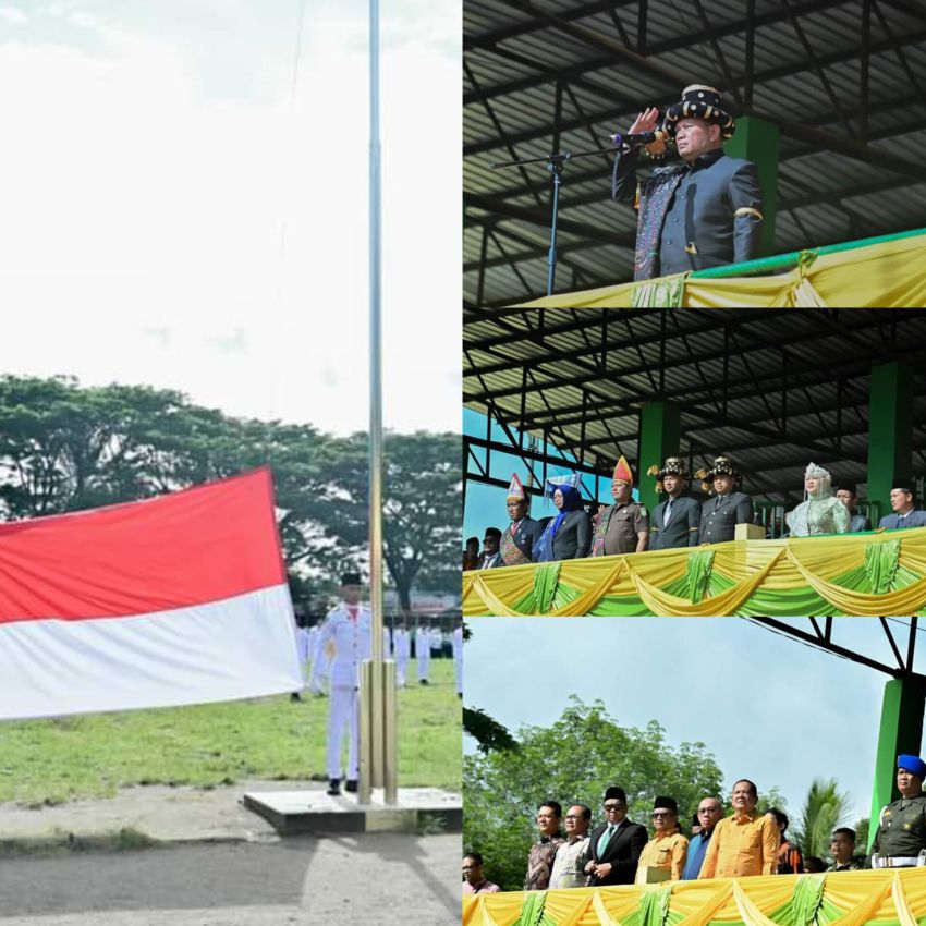 Upacara Peringatan Hut ke-23 Kota Padangsidimpuan, Pj Walikota Timur Tumanggor Kenakan Baju Adat Mandailing sebagai Inspektur Upacara