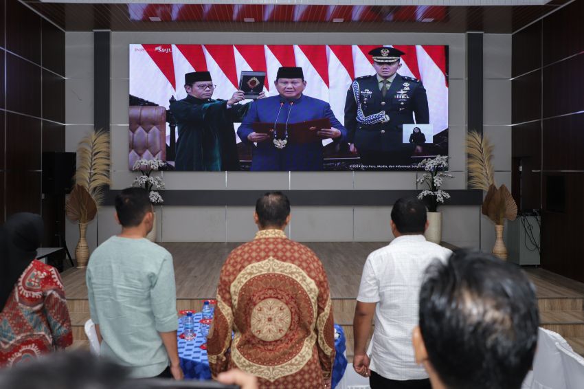 Pjs Wali Kota Nobar pelantikan Presiden-Wakil Presiden RI Prabowo Subianto-Gibran bersama OPD Pemko Pematangsiantar