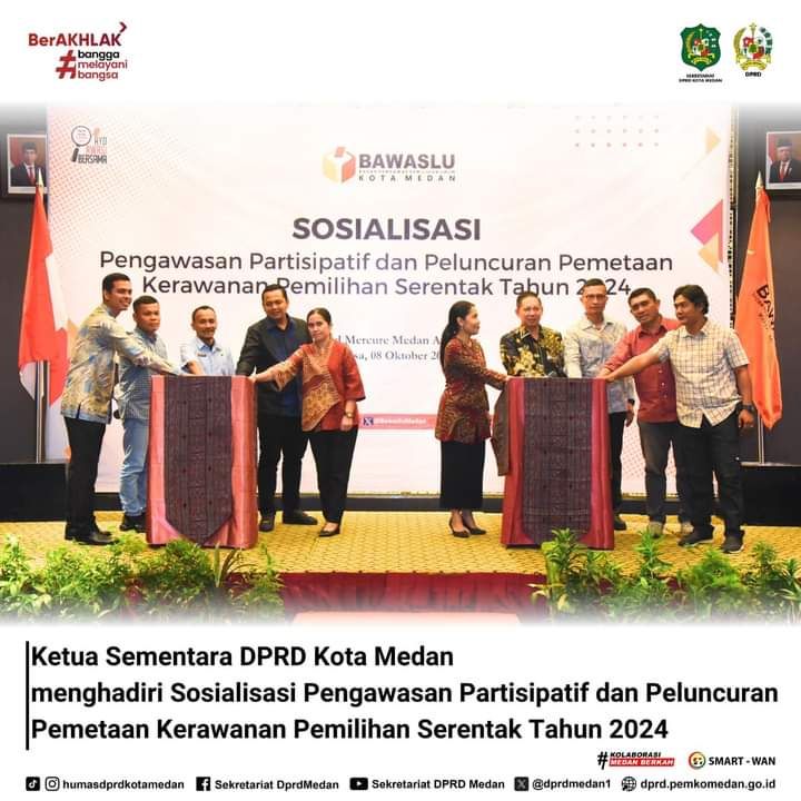 Ketua Sementara DPRD Kota Medan Hadiri Sosialisasi Pengawasan Partisipatif Kerawanan Pilkada 2024
