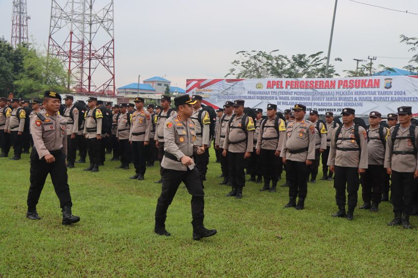 Kapolresta Deli Serdang Pimpin Apel Pergeseran Pasukan Pengamanan Pilkada 2024