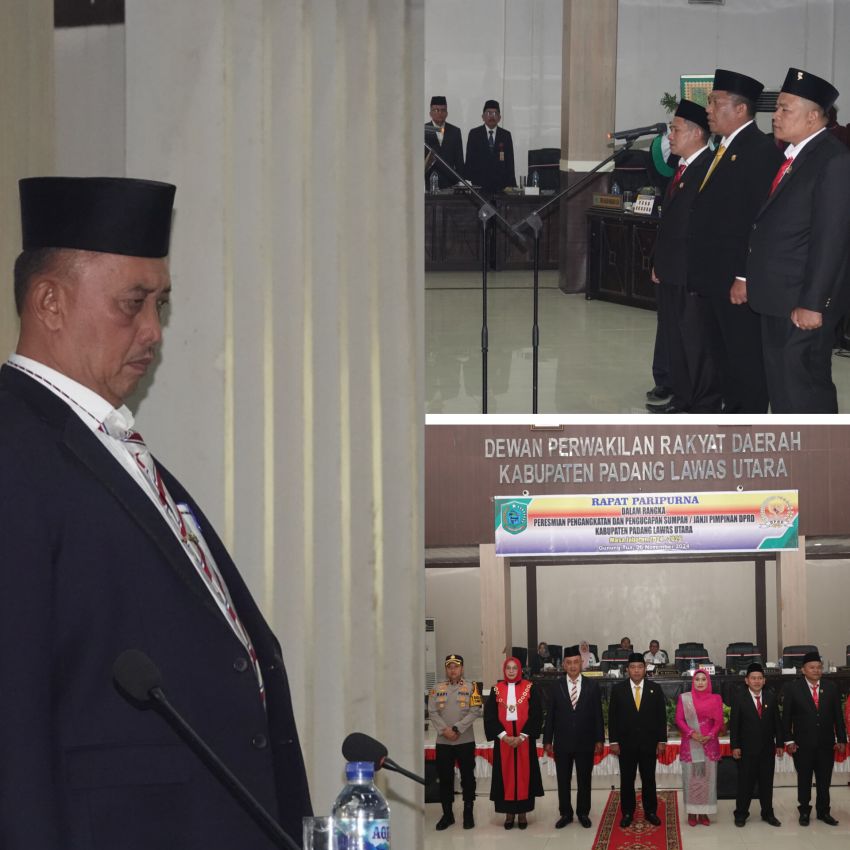 Penjabat Sekda Kabupaten Padang Lawas Utara Hadiri Pelantikan Pimpinan DPRD Paluta Baru Masa Jabatan 2024-2029