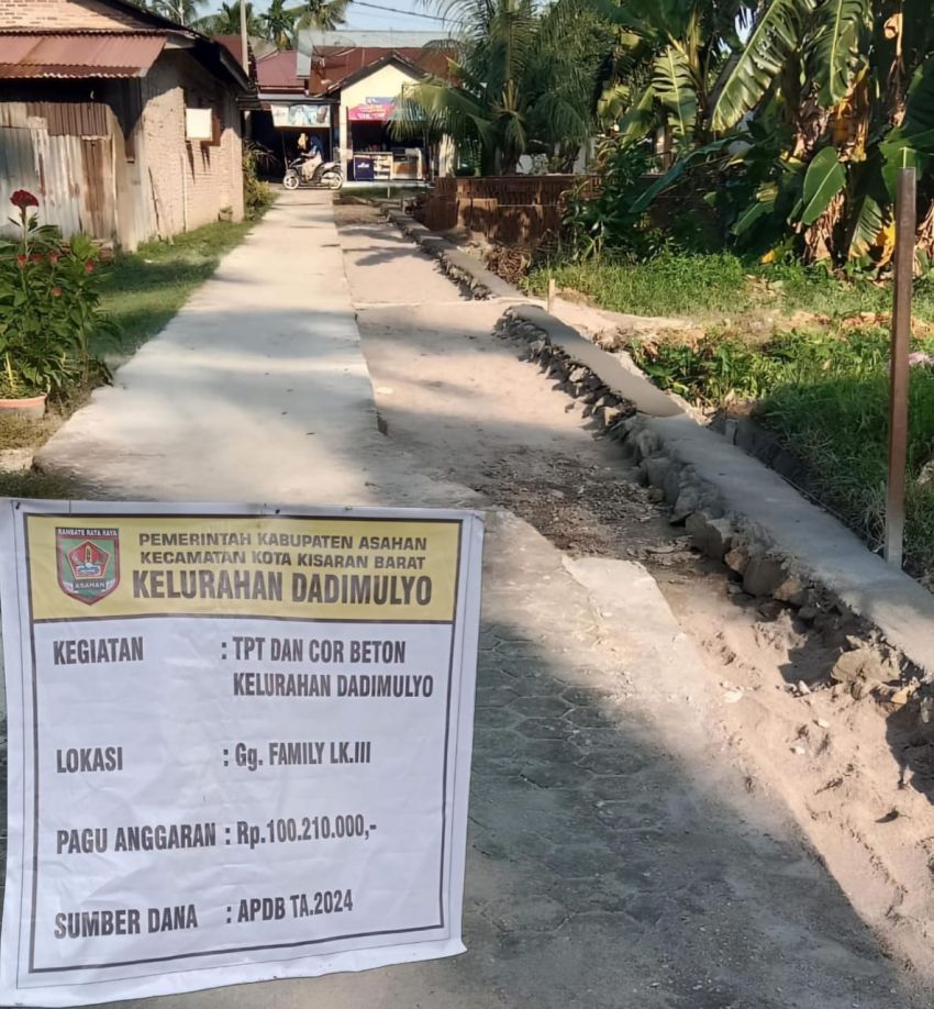 Proyek Cor Beton Gang Family, Lk III, Jalan Kikir, Kel Dadi Mulyo Amburadul, Periksa Pemborongnya