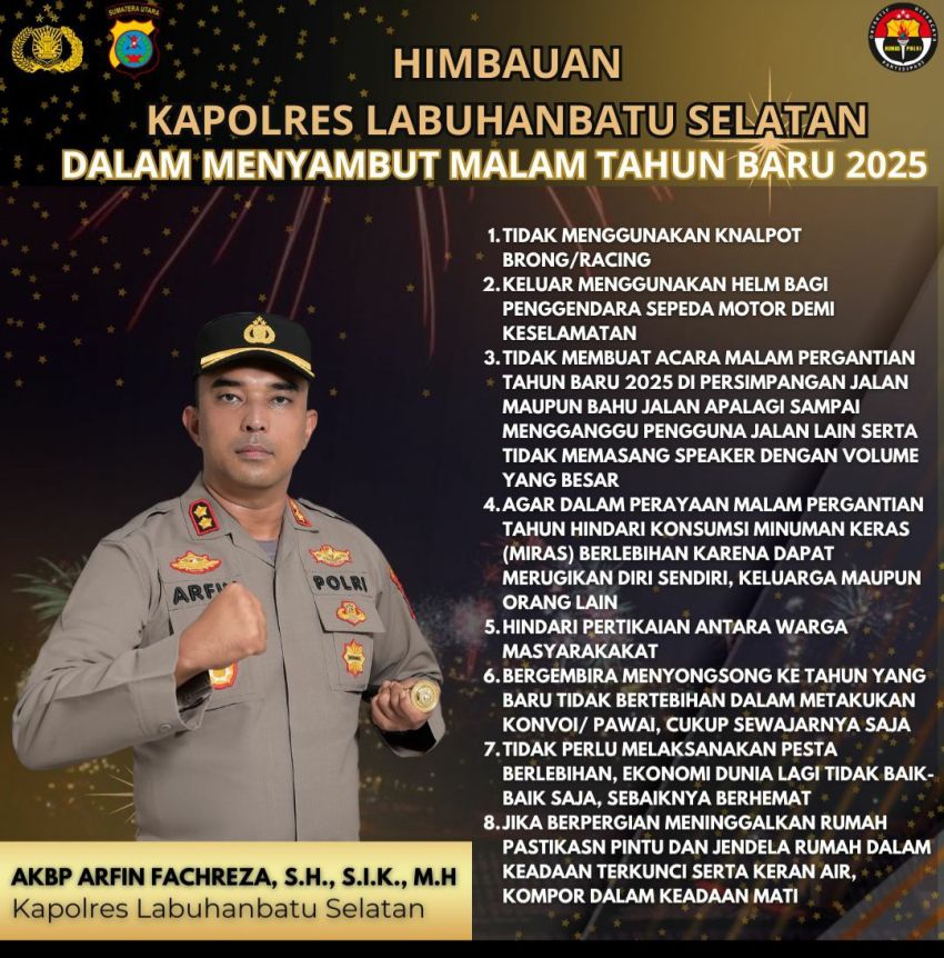 Perayaan Malam Pergantian Tahun, Kapolres Labusel Imbau Pengendara Tidak Gunakan Knalpot Brong