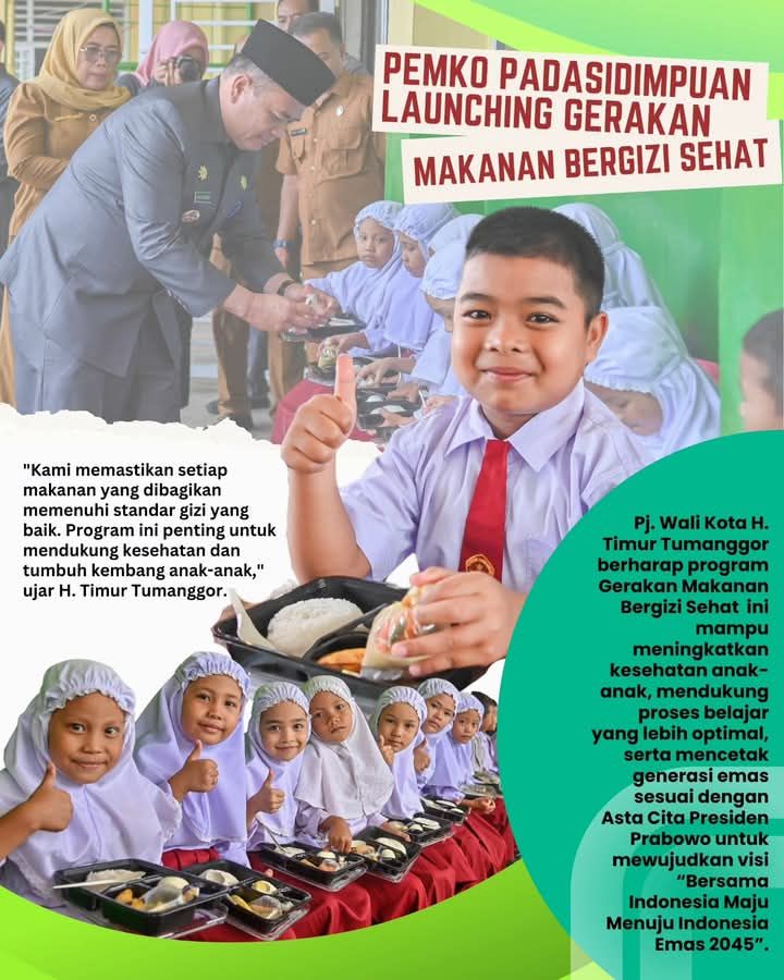 Pj Walikota Timur Tumanggor Tinjau Gerakan Makan Bergizi Sehat di SDN 200222 Kampung Sipirok Padangsidimpuan