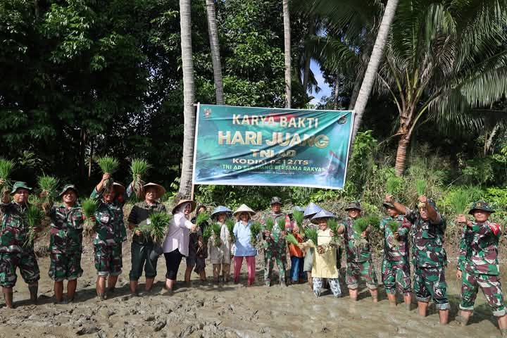 TNI-Polri dan Dinas Pertanian Madina Lakukan Gerak Tanam di Dua Kecamatan