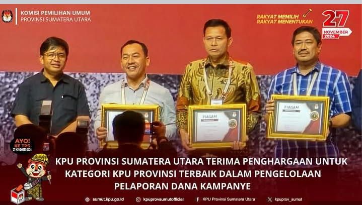 KPU Sumut Terima Penghargaan Kategori KPU Provinsi Terbaik