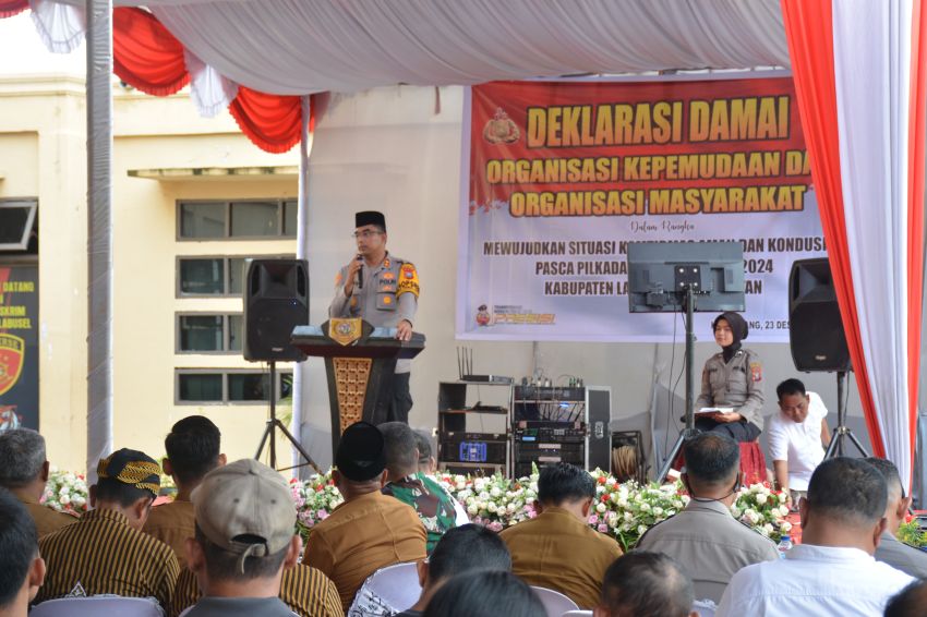 Pasca Pilkada Serentak, Ormas di Labusel Deklarasi Wujudkan Kamtibmas Damai, Ini Kata AKBP Arfin Fachreza