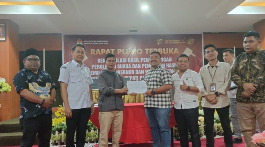 Sah! Reski Basyah Harahap - Basri Harahap Unggul Rekapitulasi Suara pada Pilkada Bupati dan Wakil Bupati Paluta