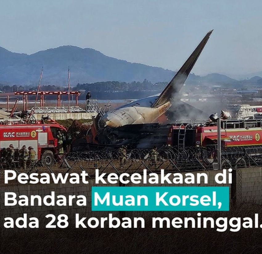 Pesawat Jeju Air Tergelincir di Bandara Muan, 28 Tewas