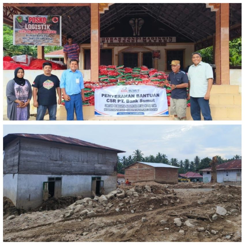 Bank Sumut Salurkan Bantuan Sembako untuk Korban Banjir Bandang di Kabupaten Tapanuli Selatan