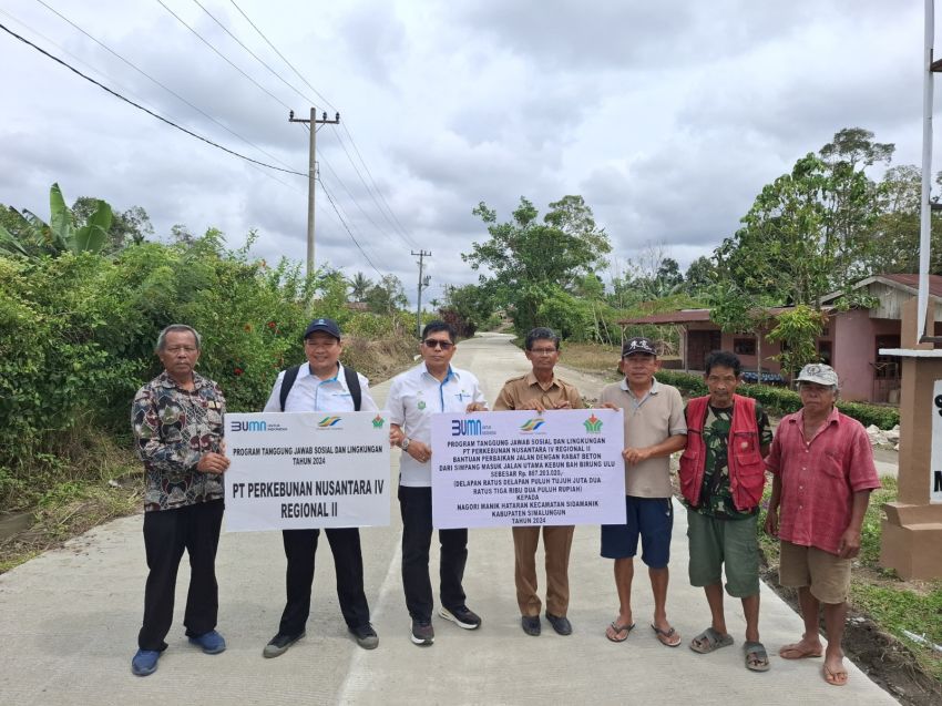 Kebun Bah Birung Ulu PTPN IV Regional II Perbaiki Jalan Desa Sepanjang 350 Meter di Simalungun