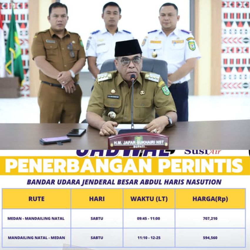 Bandara Jenderal Besar AH Nasution Madina telah beroperasi, Bupati Sukhairi Nasution umumkan Jadwal Penerbangan