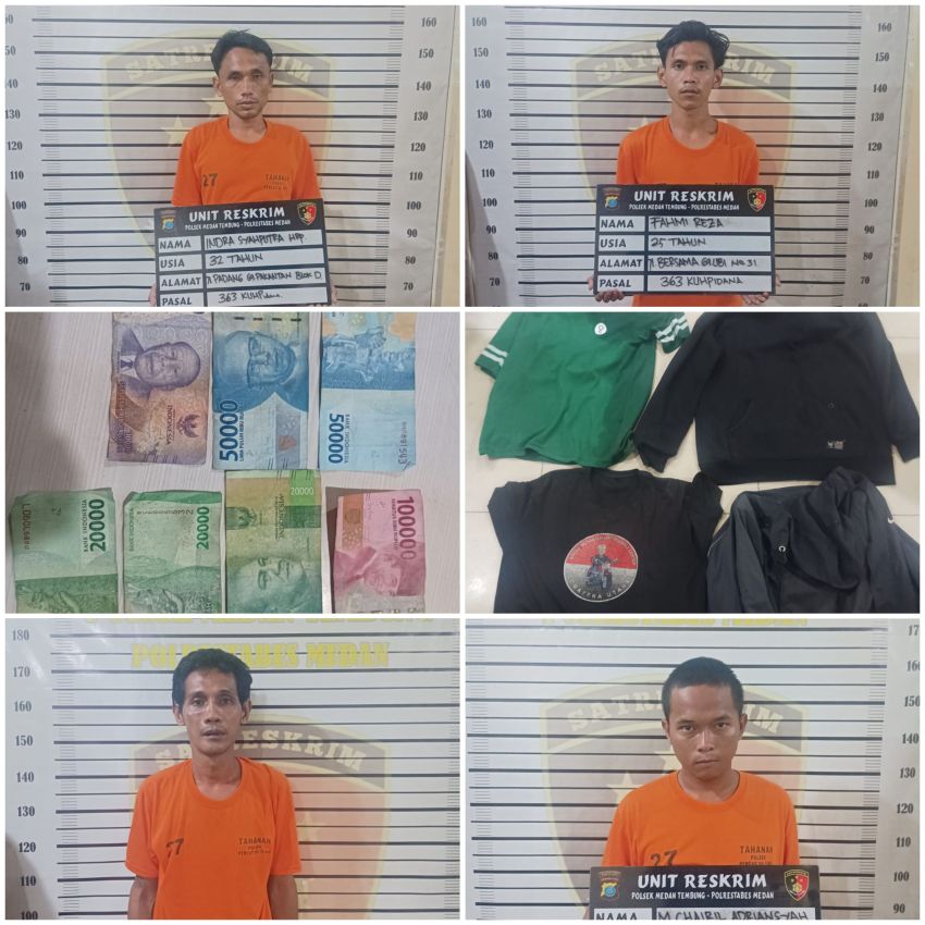 Polsek Medan Tembung Rungkus 4 Pelaku Perampok HP di PintunTol Bandar Selamat